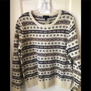 NWT J. Crew L Fair-isle 100% Lambswool Sweater
